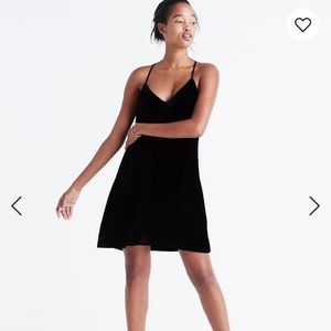 Madewell Black velvet slip dress